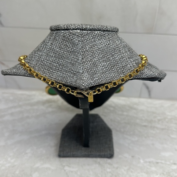 Kenneth J Lane green and gold bib necklace.  Statement piece! - Picture 4 of 7